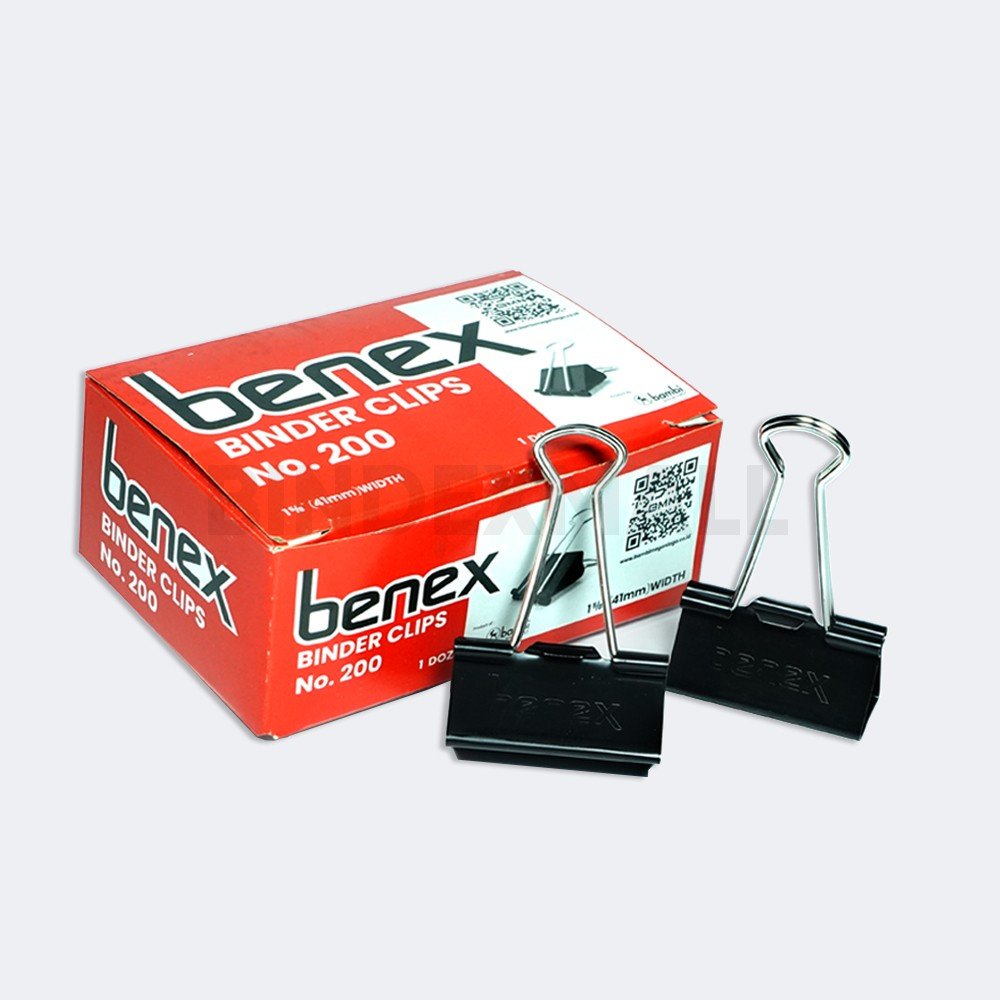 Binder Clip Benex 41 mm Jumbo No 200 penjepit kertas kuat kapasitas 120 lembar