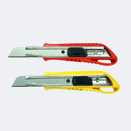 Cutter Benex CT-S14 9mm Auto-Lock Steel Blade warna kuning dan merah