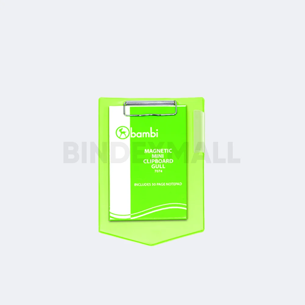 Clipboard magnetic mini Bambi Gull Warna Fluoro Green