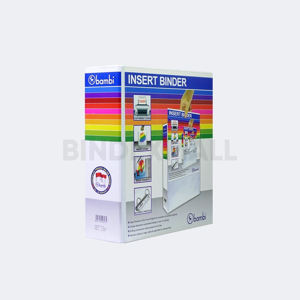 Bambi PVC Insert Ring Binder A4 2 Ring Type D With Interchanges Label Extra Jumbo Size 65 mm Original