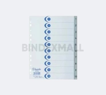 Bambi Isi Binder A4 Divider & Indexes Pembatas Kertas Binder Edisi Numberic Index 1-10 with Multiholes Rigid Original