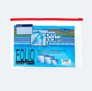 Bambi Organizer Map Dokumen Folio Zipper Pocket Tipe PVC Transparent Original