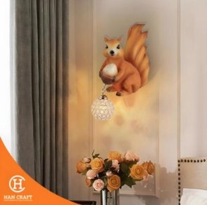 Dekorasi Lampu Decorative Squirel Crystal Wall Lamp
