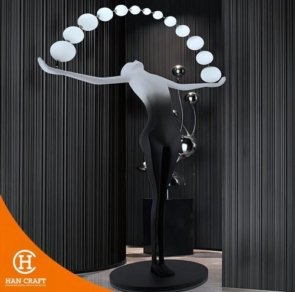 Dekorasi Lampu Humanoid Lady Sculpture Floor Lamp 2