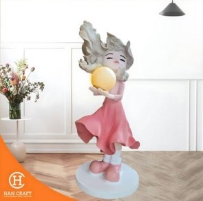 Dekorasi Pajangan Wishful Girl Floor Lamp Ornament