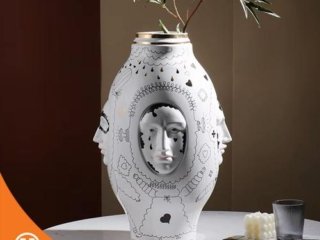 Vas Bunga Face Ceramic Vase Home Deco