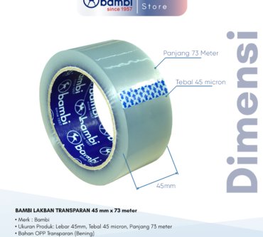 BAMBI LAKBAN TRANSPARAN 45mm x 73 meter DIMENSI