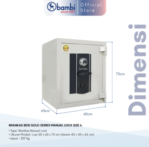 BRANKAS BESI GOLD SERIES MANUAL LOCK SIZE 4 DIMENSI