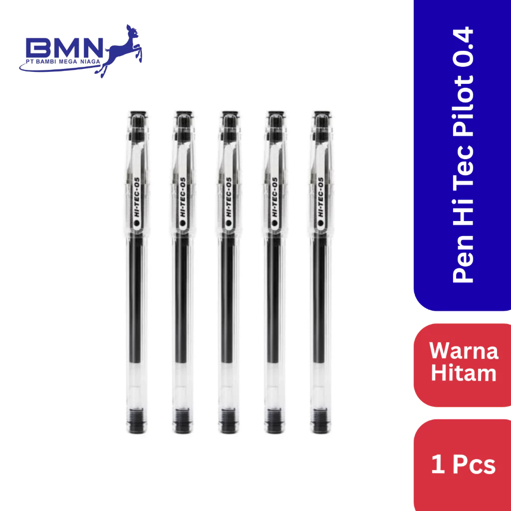 Pen Hi-Tec Pilot 0.4mm Hitam dengan ujung lancip dan desain tiga lekukan untuk presisi tinggi