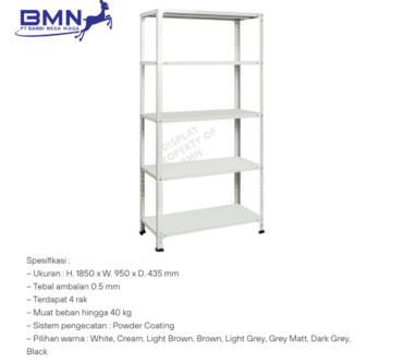 Rak besi serbaguna Bambi 5 susun dengan powder coating anti karat untuk penyimpanan maksimal