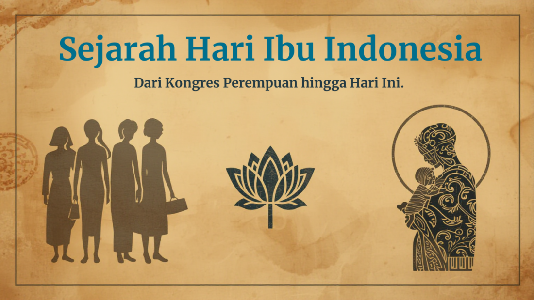 Peringatan Hari Ibu Indonesia 22 Desember dengan bendera merah putih dan bunga melati sebagai simbol perjuangan perempuan Indonesia