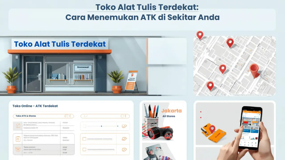Pelanggan berbelanja di toko alat tulis terdekat dengan berbagai pilihan ATK lengkap