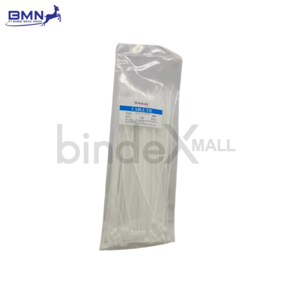 Butterfly kabel ties putih ukuran 2.5 x 200 mm kabel tis panjang isi 100 pcs untuk bundling kabel besar