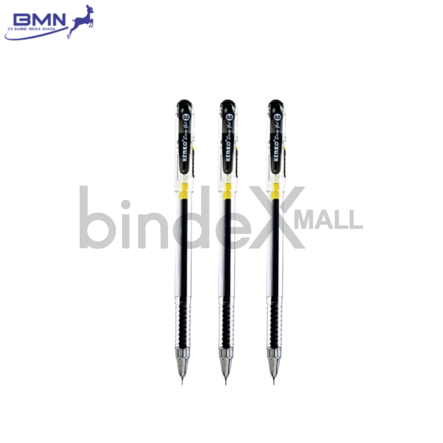 Kenko Easy Gel Pen hitam tinta gel pekat 0.5mm cepat kering lancar untuk sekolah dan kantor