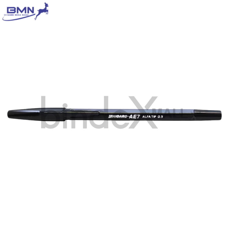 Pulpen Standard AE7 hitam tinta lancar konsisten untuk sekolah kantor dan administrasi